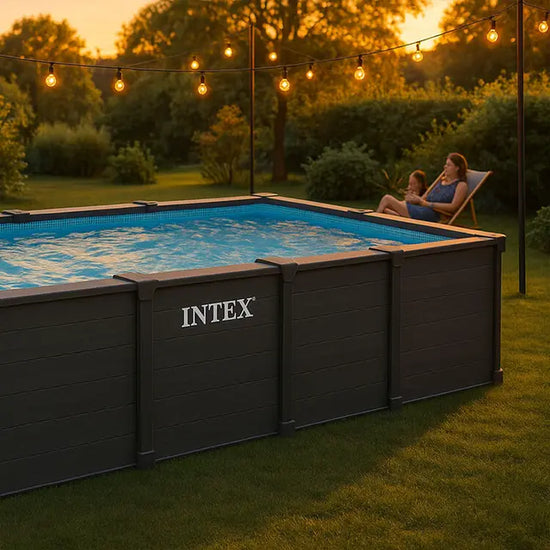 Piscina Graphite Rectangular INTEX – 6,00 x 3,00 x 1,24m – Diseño Antracita