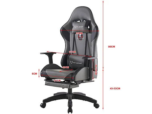 Silla Gaming FOXSPORT DJ05, Reposabrazos 3D, Hasta 200 kg, Reclinación 155°, Negro
