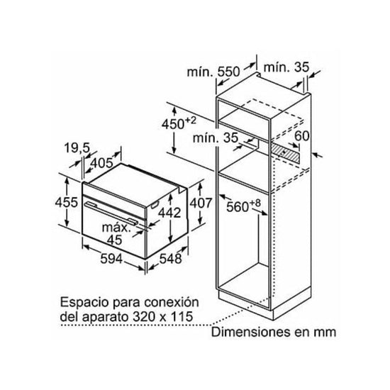 Horno Compacto Bosch CBG7741B1, 47 L, Multifunción, Pirólitico, Negro/Acero Inoxidable