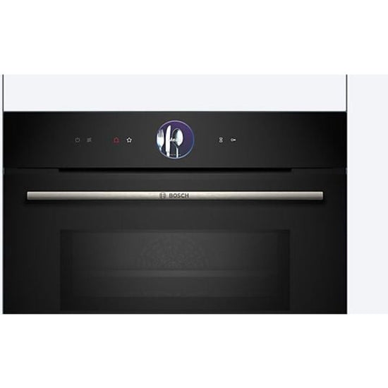 Horno Compacto Bosch CMG7761B1, Integrable, 45 L, Aire Caliente 4D, Pirólitico y Limpieza por Agua, Home Connect, Negro