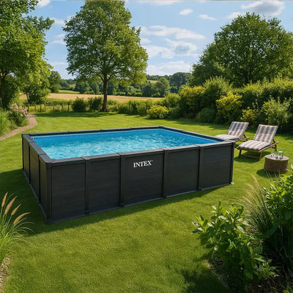 Piscina Graphite Rectangular INTEX – 6,00 x 3,00 x 1,24m – Diseño Antracita