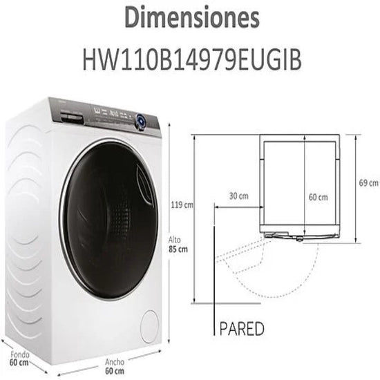 Lavadora Haier HW110B14979EUGIB I-Pro Serie 7 Plus, Carga Frontal, 11 kg, 1400 rpm, Clase A, Direct Motion, Wi-Fi