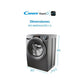 Lavadora Candy RapidÓ RO1484DWMCRT/1-S, Carga Frontal, 8 kg, 1400 rpm, Clase A, Motor Inverter, Wi-Fi, Antracita