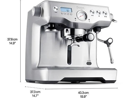 Cafetera Express Sage Dual Boiler SES920BSS4EEU1, 2200 W, 15 bar, 2,5 L, 2 Tazas, Pantalla LCD, Acero Inoxidable