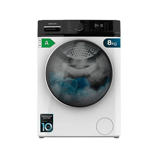 Lavadora Cecotec Bolero DressCode 8610, Carga Frontal, 8 kg, 1400 rpm, Clase A, Motor Inverter Plus, Vapor, Blanco