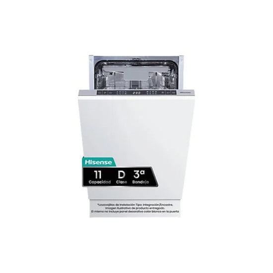 Lavavajillas Hisense HV543D10, Integrable, 45 cm, 11 Servicios, Clase D, Motor Inverter, 3er Cajón