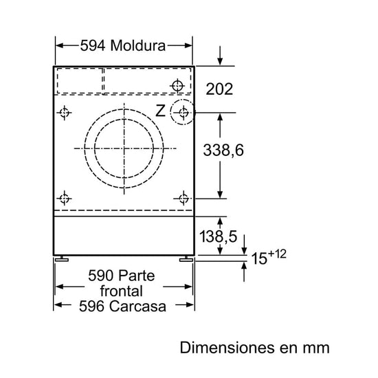 Lavadora Bosch WIW24307ES, Integrable, 8 kg, 1200 rpm, Clase C, Motor EcoSilence, SpeedPerfect