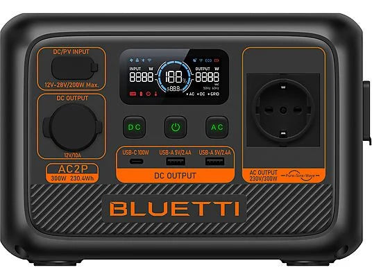 Estación de Energía BLUETTI KIT AC2P + PV60F, 230 Wh, 300 W (600 W pico), Wi-Fi, App
