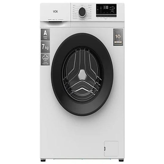 Lavadora VOK EVW-7BAWL21N, Carga Frontal, 7 kg, 1200 rpm, Clase A, Motor Inverter, Profundidad 49,1 cm, Blanco
