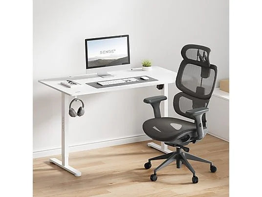 Silla de Oficina SENSE7 Nobu, Hasta 130 kg, Respaldo 76 cm, Gris Oscuro/Negro
