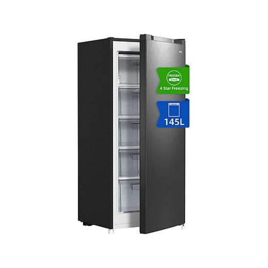 Congelador vertical CHIQ FSD160D4E, 145 l, 126 cm, congelación rápida, color metálico cepillado oscuro.