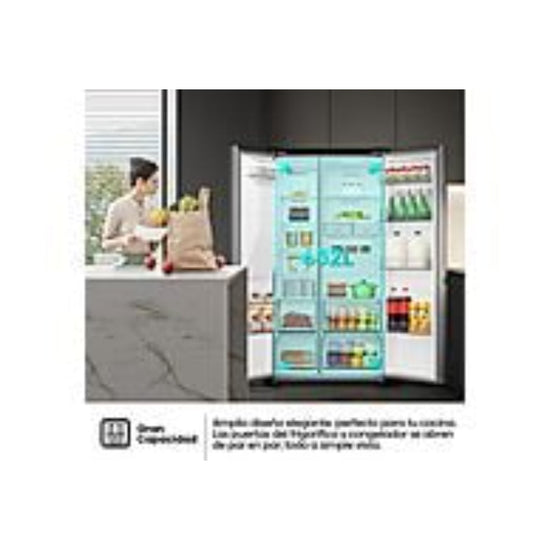 Frigorífico Americano Hisense RS818N4TIE1, 636 L, Total No Frost, Dispensador sin Conexión a Red, Clase E, Inox