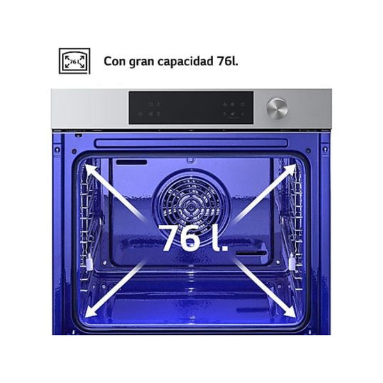 Horno Multifunción LG WSED7613S, 76 L, Integrable, Pirólitico, EasyClean™, ThinQ™, Acero Inoxidable, 59,2 cm