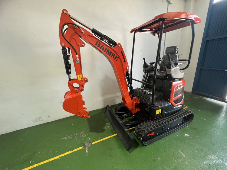 Mini Escavadeira Giratória BAIMSE 1800 kg, Motor Kubota de 3 Cilindros