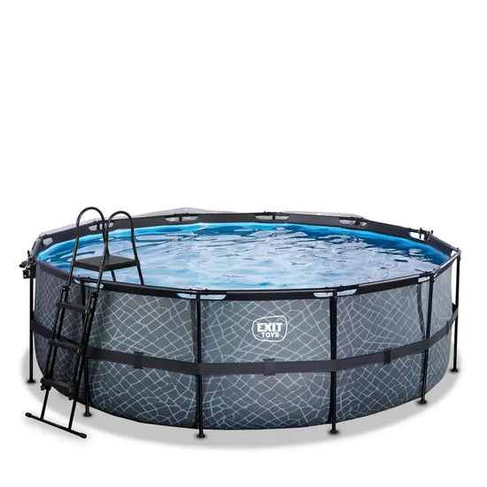 Piscina EXIT TOYS Redonda Ø488x122cm + Cúpula – Bomba Arena + Escalera – 8 Personas – 3 Colores