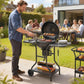 Barbacoa de Carbón Outsunny BBQ Smoker, Grill Esférico, Grill Ø54 cm, 2 Mesas Laterales, Termómetro, Negro